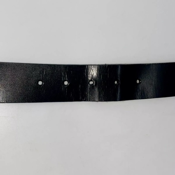 NINE WEST Women’s Black Leather Belt w/ Square Nickel Buckle +/- 46 Inches - Picture 7 of 9